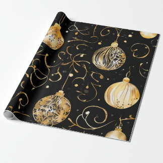 Glinsterende gouden kerstbal inpakpapier
