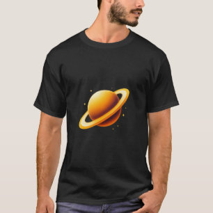 Glinsterende Gouden Ringvormige Planeet met Sterre T-shirt