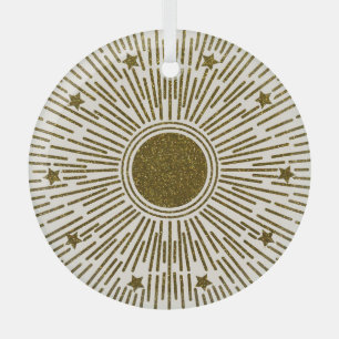 Glinsterende gouden zon,  stralen. glas ornament