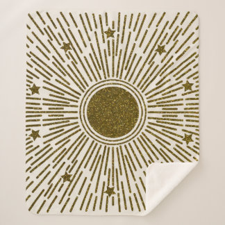 Glinsterende gouden zon,  stralen. sherpa deken