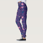 Glinsterende harten Patroon 01 DBlue BG Leggings (Links)