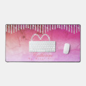 Glinsterende Harten Roze Rode Bureaumat (Keyboard & Muis)
