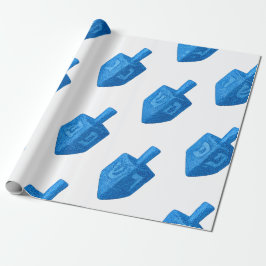 Glinsterende Jay Blue Glitter Dreidel Hanukkah Cadeaupapier