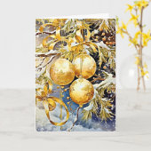 Glinsterende Kerstmis Elegantie Kaart (Gele Bloem)