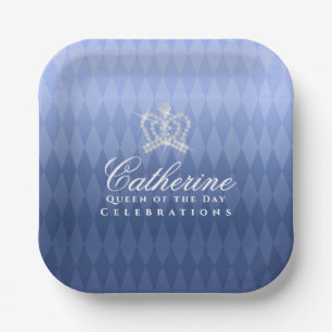 Glinsterende Kroon Luxe Blauw Papieren Bordje