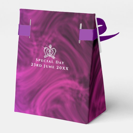 Glinsterende Kroon Luxe Magenta Bedankdoosjes (Achterkant)
