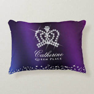 Glinsterende kroon Paarse blauw Accent Kussen