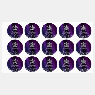 Glinsterende kroon Paarse blauw Labels