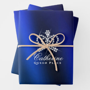 Glinsterende kroon Royal Blue Inpakpapier Vel