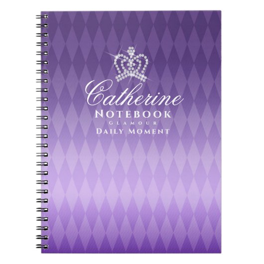 Glinsterende Kroonluxe Paarse Notitieboek (Voorkant)
