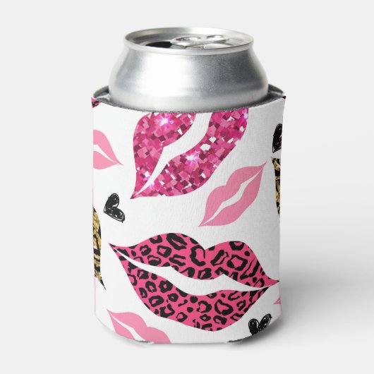 Glinsterende lippen: Leopard Mode Blikjeskoeler (Blikje Voorkant)