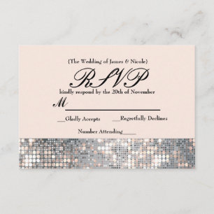 Glinsterende Lovertjes Glamour Bruiloft RSVP Kaart
