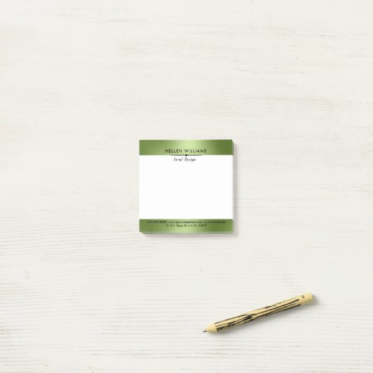 Glinsterende minimalistische moderne groene achter post-it® notes (Op bureau)