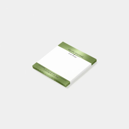 Glinsterende minimalistische moderne groene achter post-it® notes (Schuin)