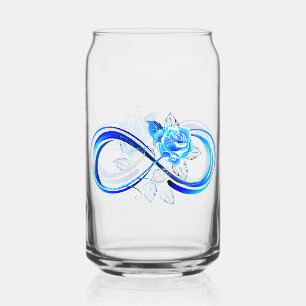 Glinsterende oneindigheid met blauwe roos blikvorm glas