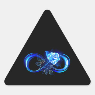 Glinsterende oneindigheid met blauwe roos driehoek sticker