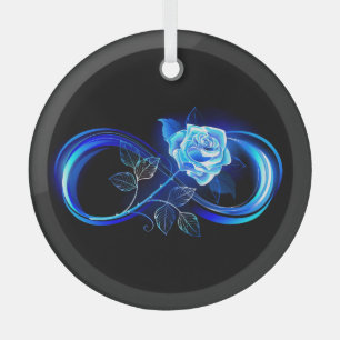 Glinsterende oneindigheid met blauwe roos glas ornament