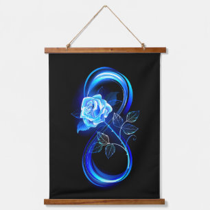 Glinsterende oneindigheid met blauwe roos hangend wandkleed