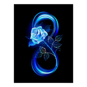 Glinsterende oneindigheid met blauwe roos perfect poster