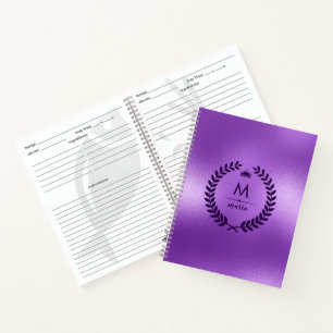 Glinsterende Paarse achtergrond & laurierkrans Notitieboek