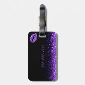 Glinsterende Paarse lippen zwart Bagagelabel (Achterkant verticaal)