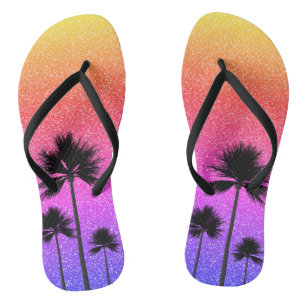 Glinsterende Palmboomgradiënt Zonsondergang Teenslippers