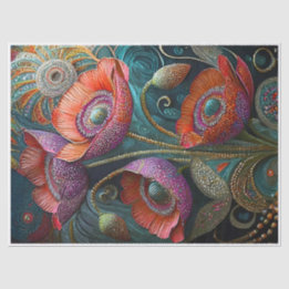 Glinsterende papaver liefde, verfraaide tuin finer tissuepapier