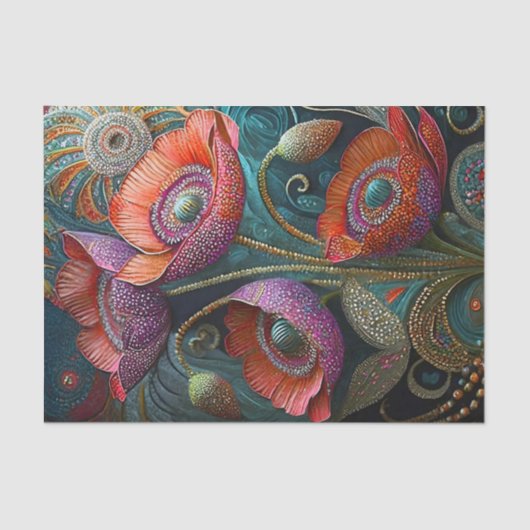 Glinsterende papaver liefde, verfraaide tuin finer tissuepapier (Voorkant)