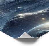 Glinsterende planeet in kosmische gloed poster (Hoek)