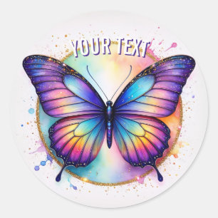 Glinsterende Regenboogvlinder Ronde Sticker