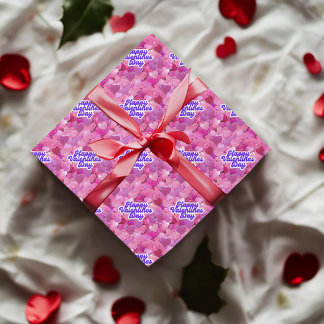Glinsterende roze harten cadeaupapier