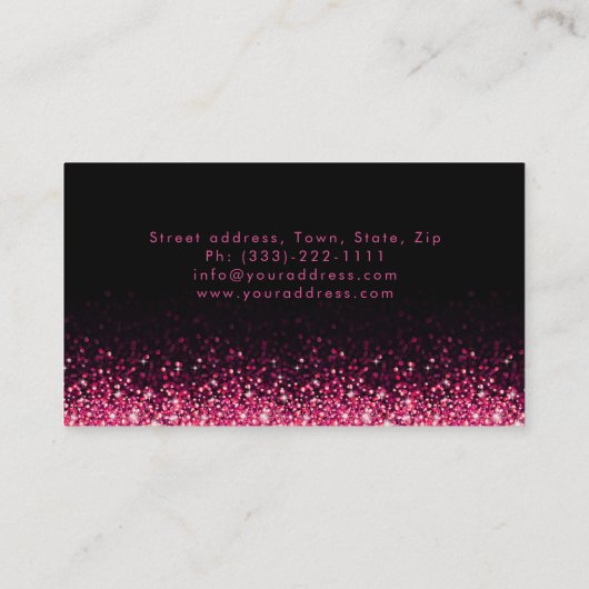 Glinsterende roze make-up artist Damask Black Kaar Visitekaartje (Achterkant)