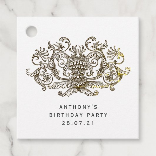 Glinsterende rustieke draak bedankjes labels (Voorkant)