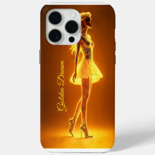 Glinsterende schoonheid in stijlvolle gouden jurk iPhone 15 pro max hoesje