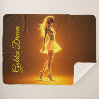 Glinsterende schoonheid in stijlvolle gouden jurk  sherpa deken