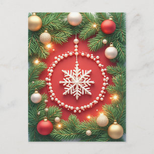 🎄 Glinsterende Sneeuwvlok Ornament Elegantie Kers Briefkaart
