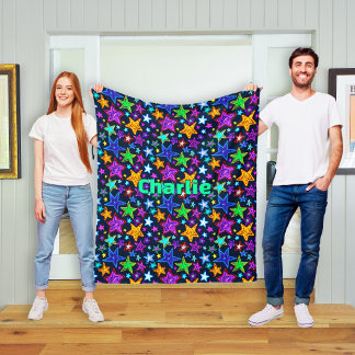 Glinsterende sterrenpatroon kinderbeddengoed fleece deken