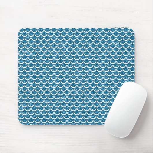 Glinsterende Turquoise Blauwe Zeemeermin Schubben Muismat (Met muis)
