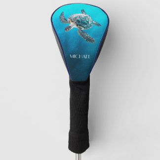 glinsterende turquoise Zee schildpad | kust Golfheadcover