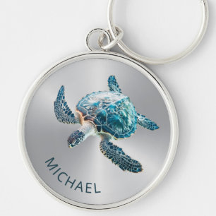 glinsterende turquoise Zee schildpad kust Sleutelhanger