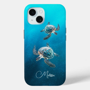 Glinsterende Turquoise Zeeschildpad   Kust