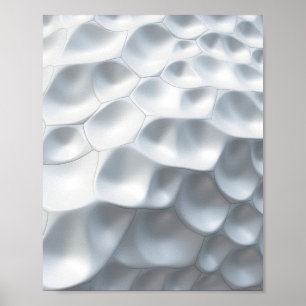 Glinsterende Witte Ovalen: Een 3D Abstract Biomorf Poster