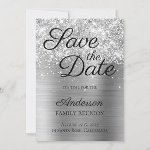 Glinsterende Zilver Folie Familie Reünie Save The Date