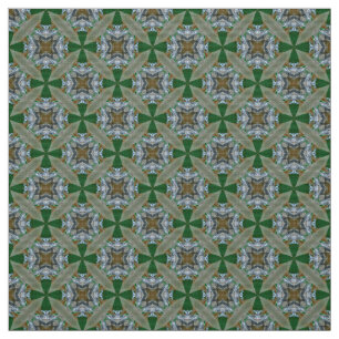 Glitch2 Motif floral vert tissu coton peigné