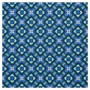 Glitch2 White Blue Quilting Crafts Fabric Stof
