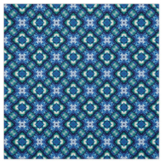 Glitch2 White Blue Quilting Crafts Fabric Stof