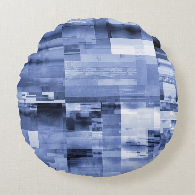 Glitch abstract gamer pattern rond kussen (Voorkant)
