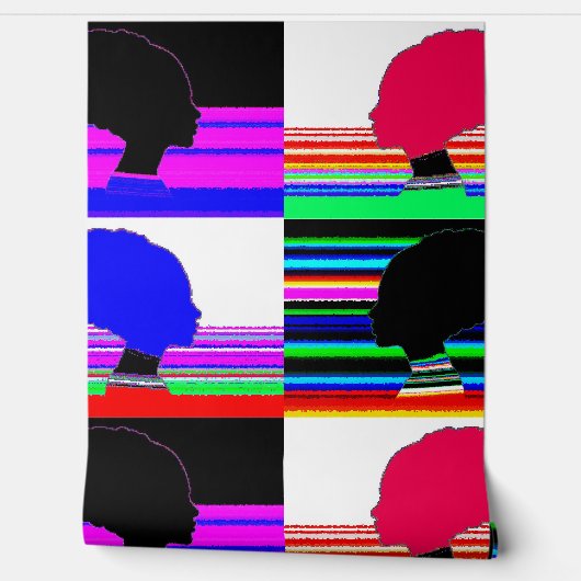 Glitch Afro Profil – Pop Art Papier Peint (Déroulement)