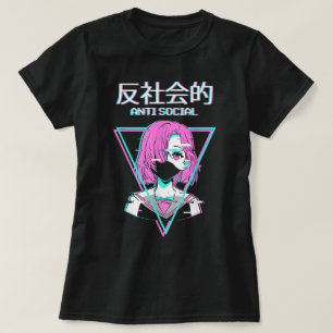 Glitch Anime Anti Sociaal Esthetiek T-shirt