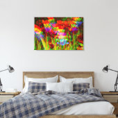 GLITCH ART op bloeiende tulpen op gestrekt canvas (Insitu (Slaapkamer))